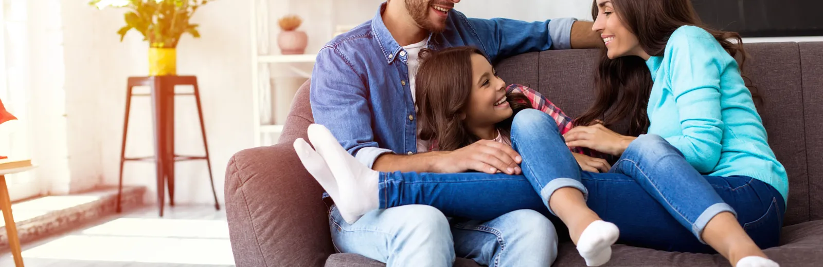 family on couch