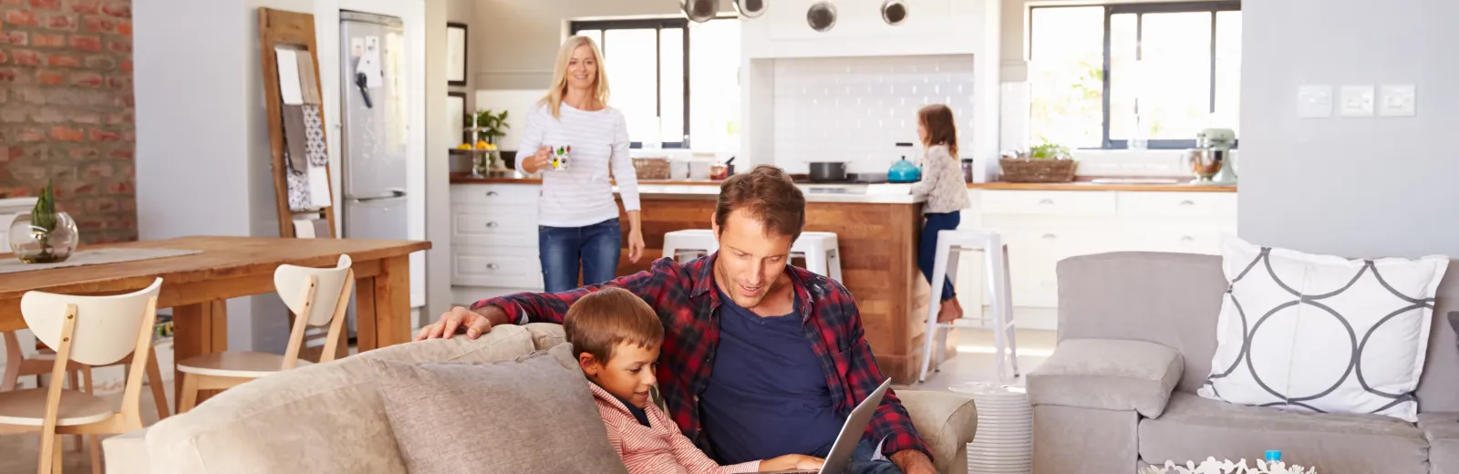 family in kitchen